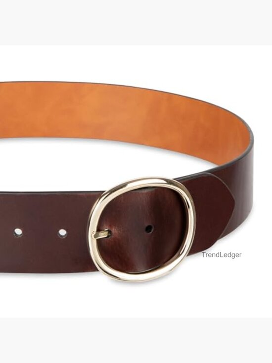 Reversible Wide Leather Belt with Oversized Circle Buckle main image 7